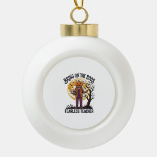Halloween-Lehrer-Shirt Vintage-Gravur Kürbis  Keramik Kugel-Ornament