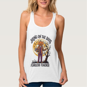 Halloween-Lehrer-Shirt Vintage-Gravur Kürbis Tank Top