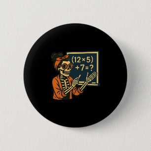 Halloween-Lehrer Six Seven Meme 6 7 Skelett Grusel Button