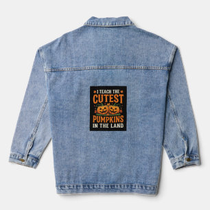 Halloween-Lehrer süßestes Kürbis-Design_1 Jeansjacke