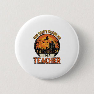Halloween-Lehrer Vintage Lustig Gruselig Schule De Button