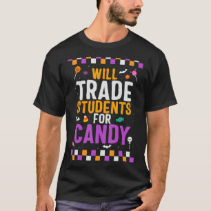 Halloween-Lehrer wird Schüler gegen Bonbons tausch T-Shirt