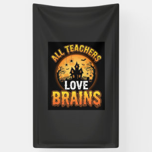 Halloween-Lehrer-Zombie-Gehirne-Horror-Mond-Design Banner