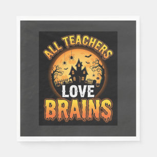 Halloween-Lehrer-Zombie-Gehirne-Horror-Mond-Design Serviette
