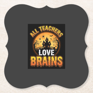 Halloween-Lehrer-Zombie-Gehirne-Horror-Mond-Design Untersetzer