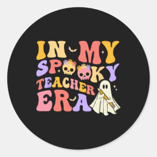 Halloween Lehrerin Era Retro G Runder Aufkleber