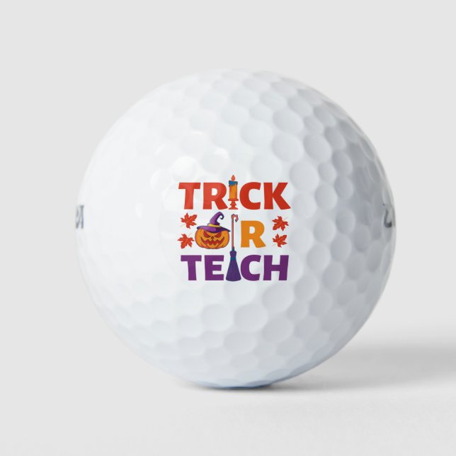 Halloween-Lehrertrick oder -Unterricht Golfball (Vorderseite)