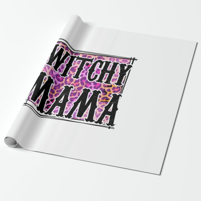 Halloween Leopard Witchy Mama Birthday Geschenkpapier (Ungerollt)