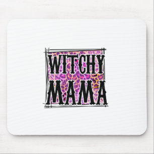 Halloween Leopard Witchy Mama Birthday Mousepad
