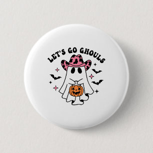 Halloween Let's Go Ghouls Ghost Retro Kostüm Wome Button