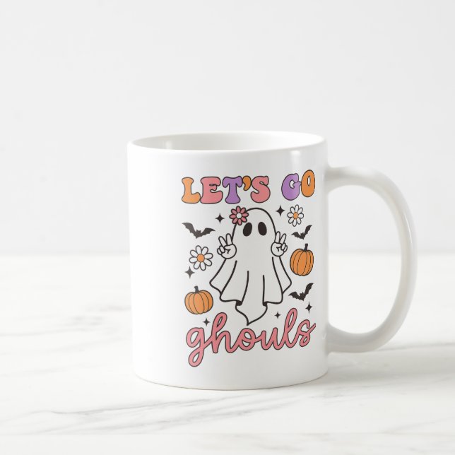 Halloween Let's Go Ghouls Ghost Retro Kostüm Wome Kaffeetasse (Rechts)