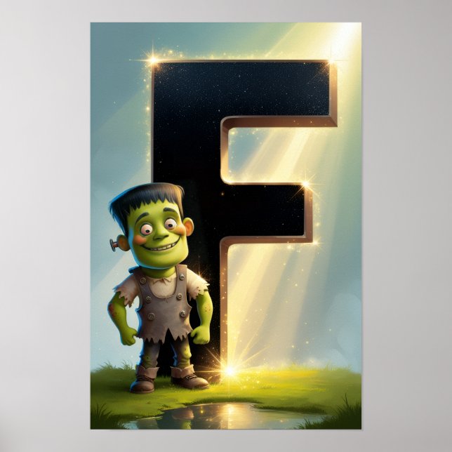 Halloween Letter F Poster for Kids Classrooms  (Vorne)