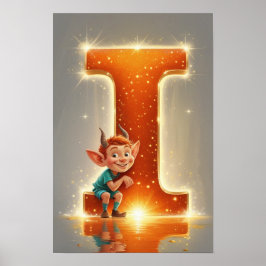 Halloween Letter I Cute Monster Kids Classroom  Poster