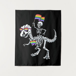 Halloween LGBT T Rex Dinosaur Skeleton Gay Pride Wandteppich