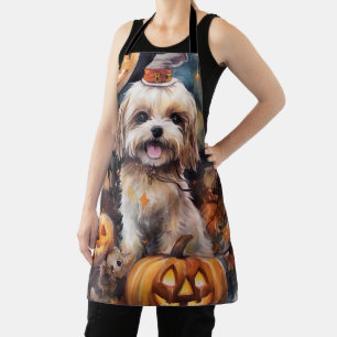 Halloween Lhasa Apso mit Pumpkins Beängstigend Schürze