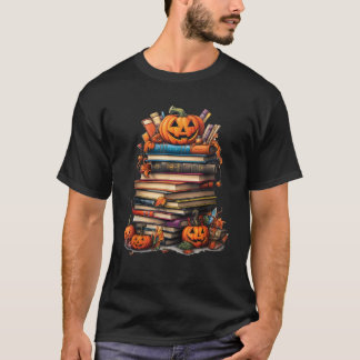 Halloween Librarian Book Lover Pumpkin BookFun T-Shirt