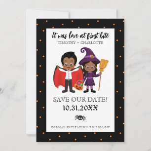 Halloween-Liebe bei First Bite Wedding Save The Date