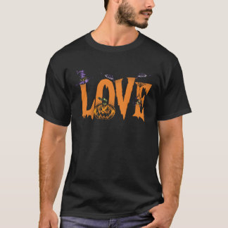 Halloween LIEBE Halloween Pumpkin-Retro T-Shirt
