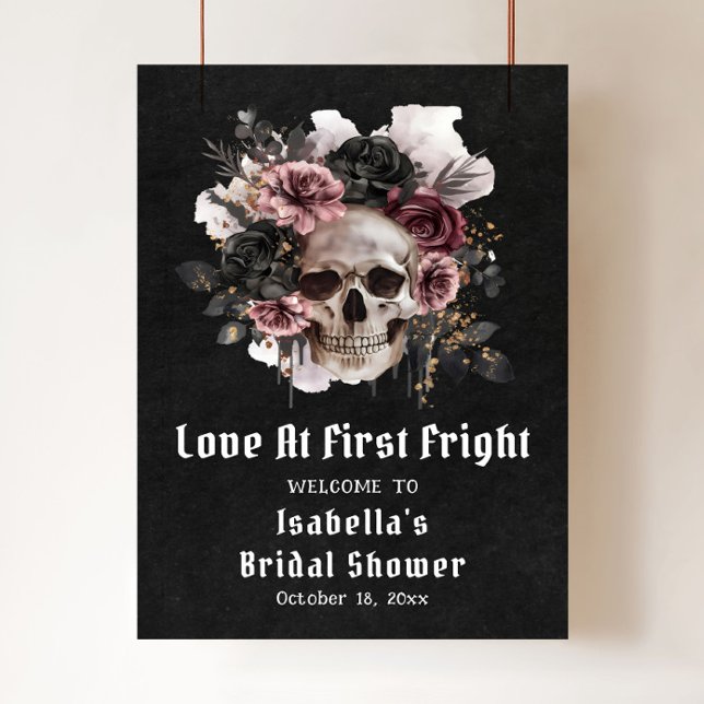 Halloween-Liebe im ersten Brautparty willkommen Poster (Halloween Love At First Bridal Shower Welcome Poster)