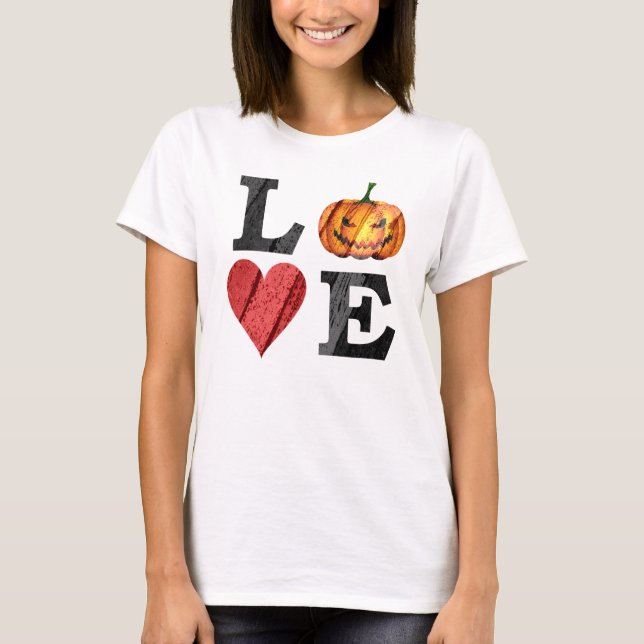 Halloween-LIEBE mit Beängstigendem Jack o'lantern T-Shirt (Vorderseite)