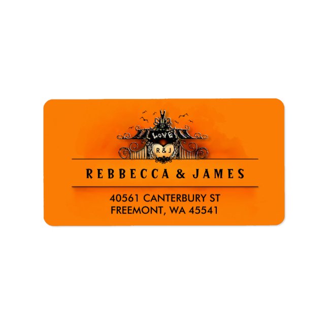 Halloween-Liebe - Orange & Black Address Label Adressaufkleber (Vorne)