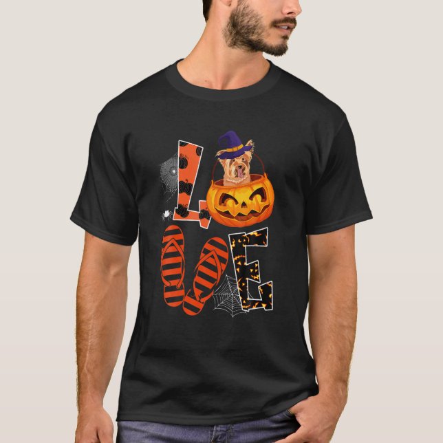 Halloween - Liebe Pumpkin Dog T-Shirt (Vorderseite)