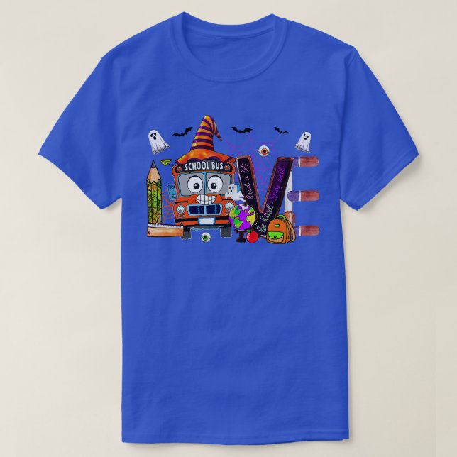 Halloween Liebe School Busfahrer Witchy Bus Pumpki T-Shirt (Design vorne)