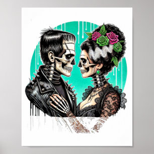 Halloween-Liebhaber Frankenstein-Skelett für Männe Poster