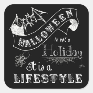 Halloween Lifestyle Chalk Art Quadratischer Aufkleber