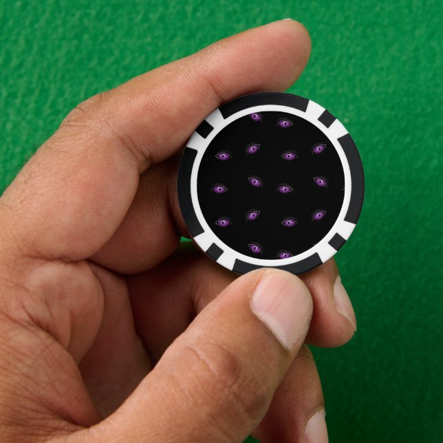 Halloween, Lila Augen, Trick oder Trete, Boo Pokerchips (Hand)
