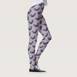 Halloween Lila Black Bats Spooky Beängstigend Leggings