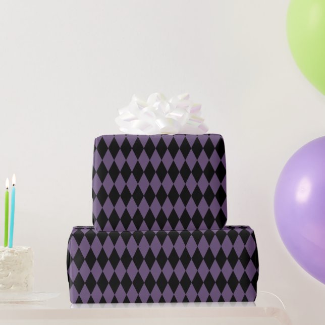 Halloween lila-Black-Diamond-Muster Geschenkpapier (Partygeschenke)