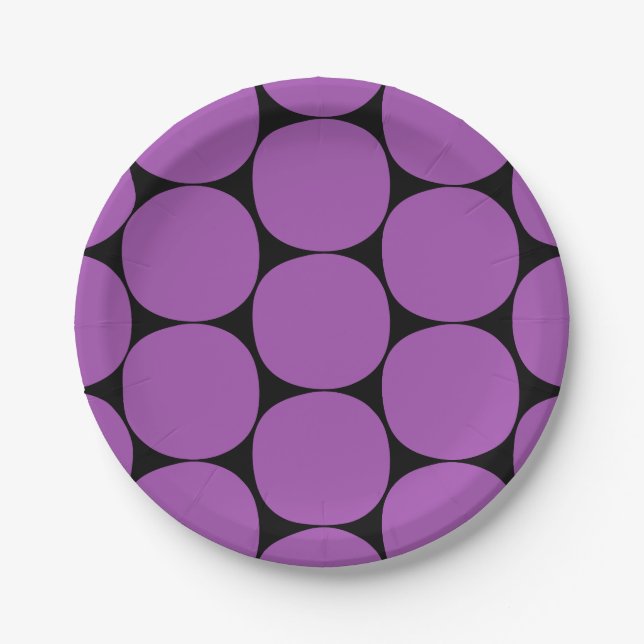Halloween-Lila-Black-Mod-Dots-Muster Pappteller (Vorderseite)