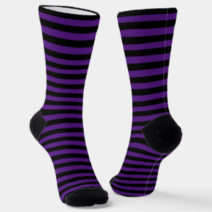 Halloween Lila Black Stripes Muster Mit Monogramm Socken
