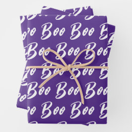 Halloween-lila Boottextmuster Geschenkpapier Set