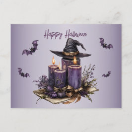 Halloween Lila Candles Bats Spooky Beängstigend Postkarte