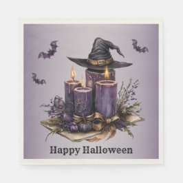 Halloween Lila Candles Bats Spooky Beängstigend Serviette