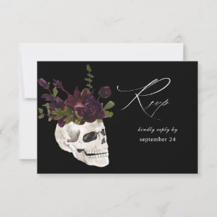 Halloween Lila Floral & Skull w UAWG Black RSVP Karte