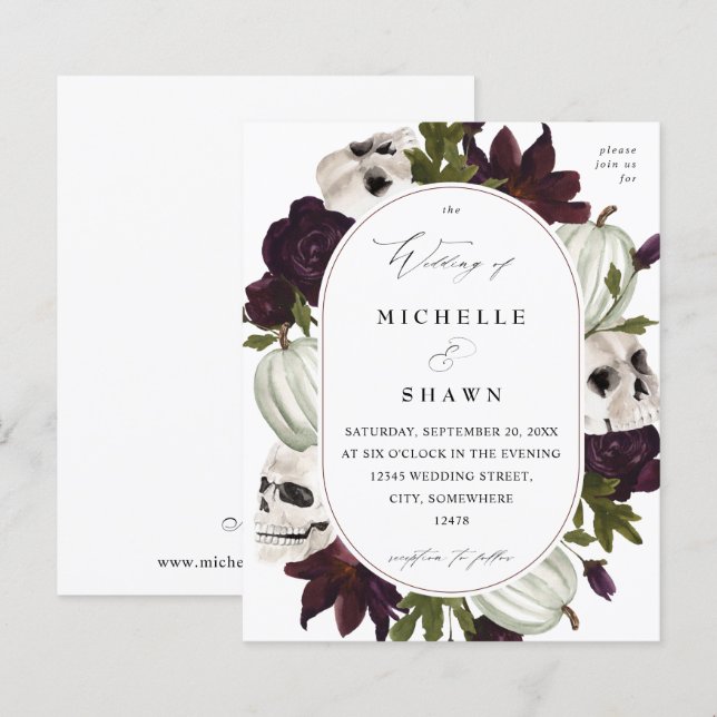 Halloween Lila Floral & Skull Wedding W (Vorne/Hinten)