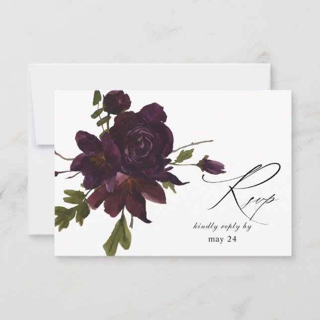 Halloween Lila Floral w Meal RSVP Card Karte (Vorderseite)
