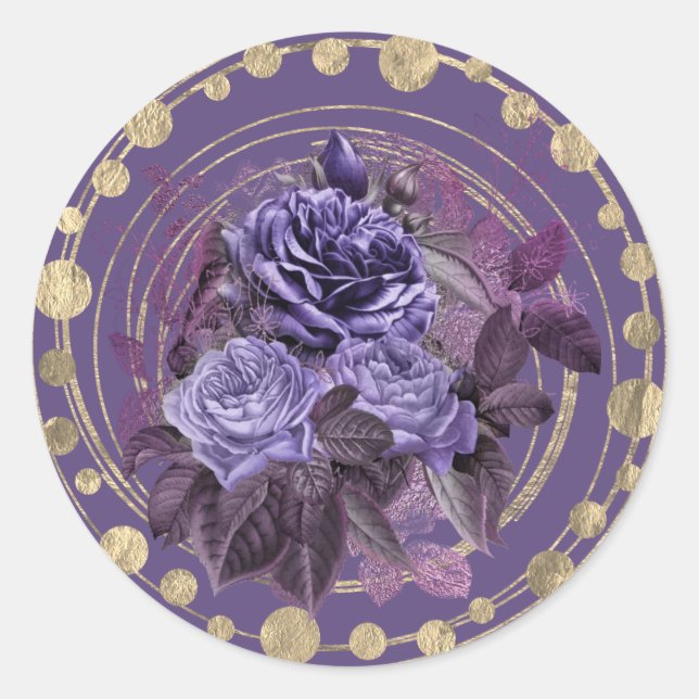 Halloween Lila Gotische Rose Runder Aufkleber (Vorderseite)