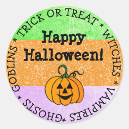 Halloween Lila, Green, Orange Pumpkin Sticker