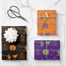 Halloween lila-grün geschenkpapier set