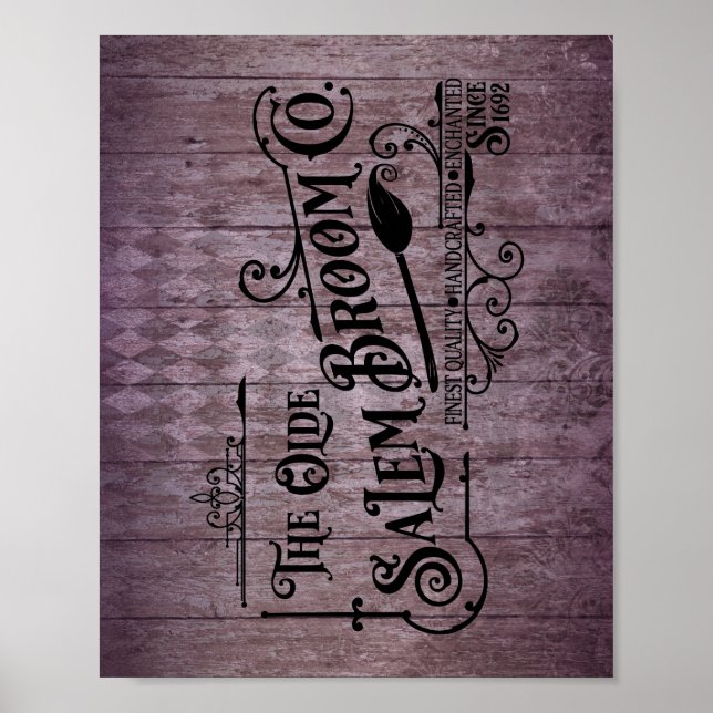 Halloween Lila Grunge Gothic Salem Broom Company Poster (Vorne)