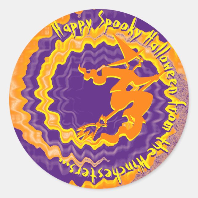 Halloween lila Hexenzaubertext Runder Aufkleber (Vorderseite)