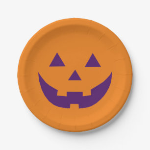Halloween-lila Kürbislaterne-Kürbis Pappteller