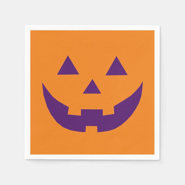 Halloween-lila Kürbislaterne Serviette (Vorderseite)