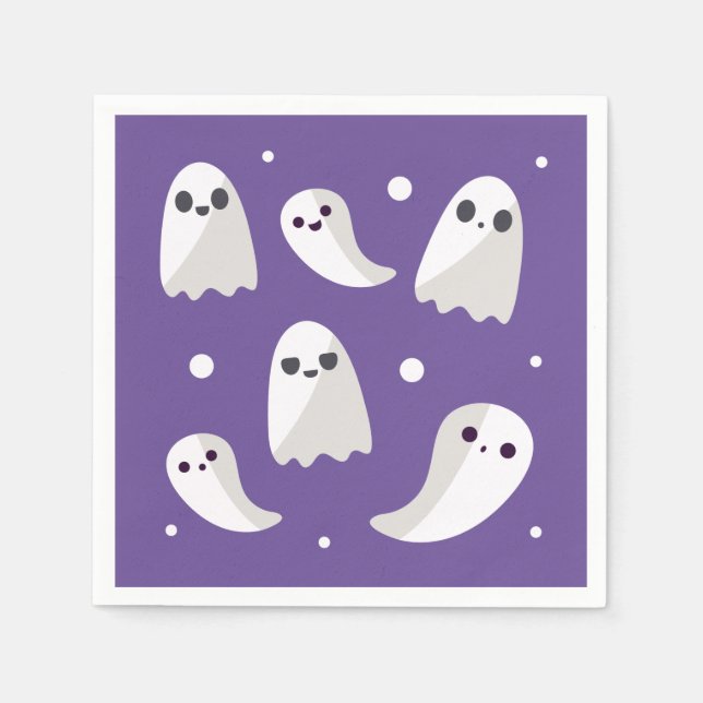 Halloween Lila Niedlich Ghost Pattern Serviette (Vorderseite)