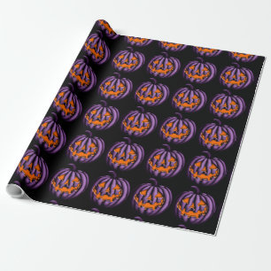 Halloween Lila Pumpkin Green Grunge Geschenkpapier