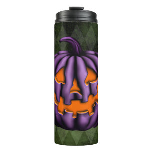 Halloween Lila Pumpkin Green Grunge Thermosbecher